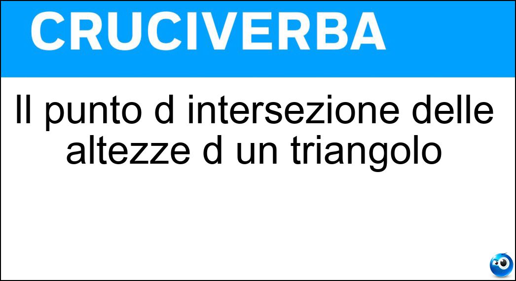 Il punto d intersezione delle altezze d un triangolo Soluzione Il punto d intersezione delle altezze d un triangolo - Ortocentro