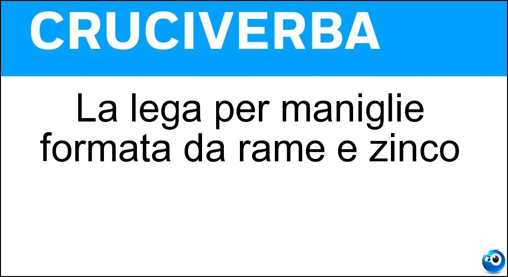 La lega per maniglie formata da rame e zinco