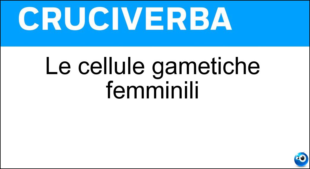 Le cellule gametiche femminili Le cellule gametiche femminili