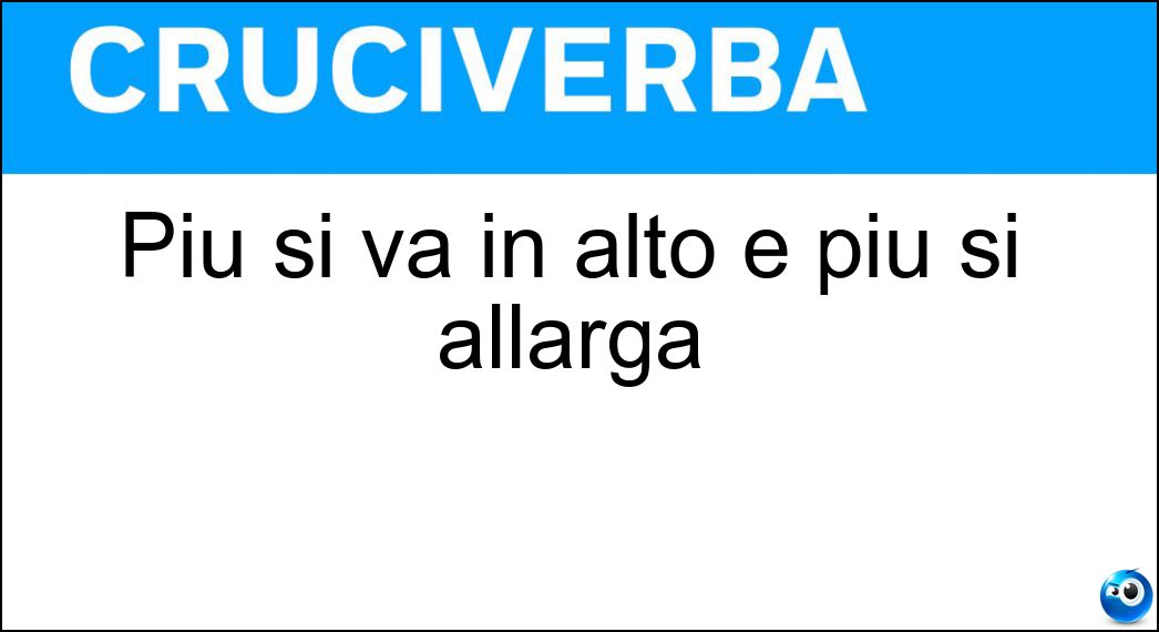 Più si va in alto e più si allarga Soluzione Più si va in alto e più si allarga - Panorama