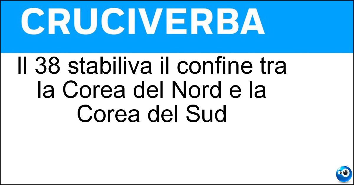 Soluzione Il 38 stabiliva il confine tra la Corea del Nord e la Corea del Sud - Parallelo