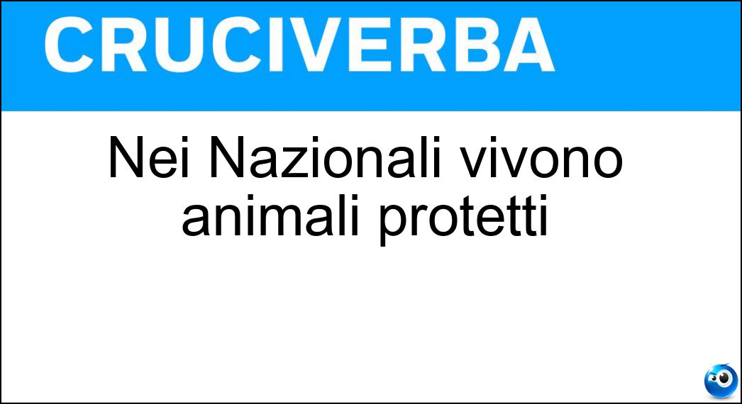 Nei Nazionali vivono animali protetti Soluzione Cruciverba: Nei Nazionali vivono animali protetti - Risposta Parchi