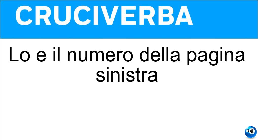 Soluzione Lo è il numero della pagina sinistra - Pari