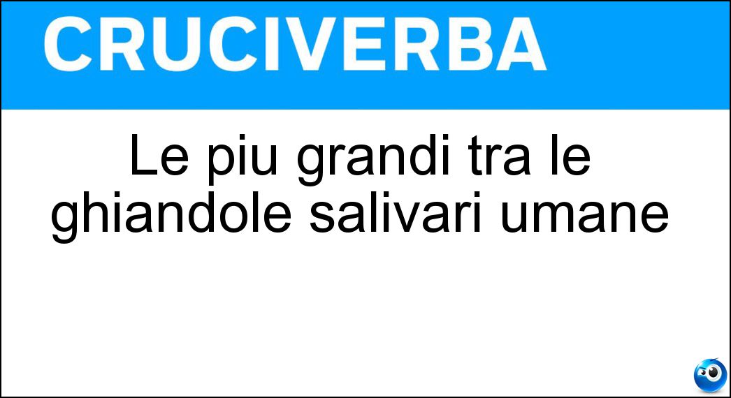 Le più grandi tra le ghiandole salivari umane Soluzione Le più grandi tra le ghiandole salivari umane - Parotidi