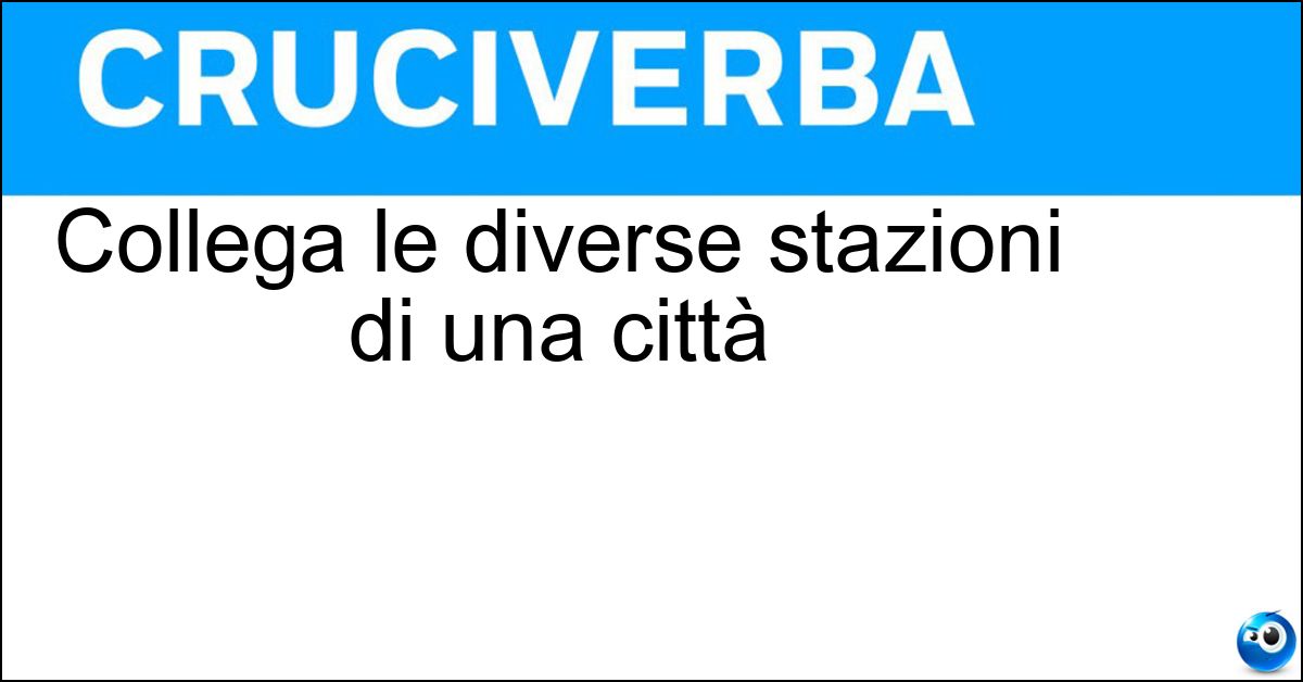 Collega le diverse stazioni di una città Soluzione Collega le diverse stazioni di una città - Passante Ferroviario