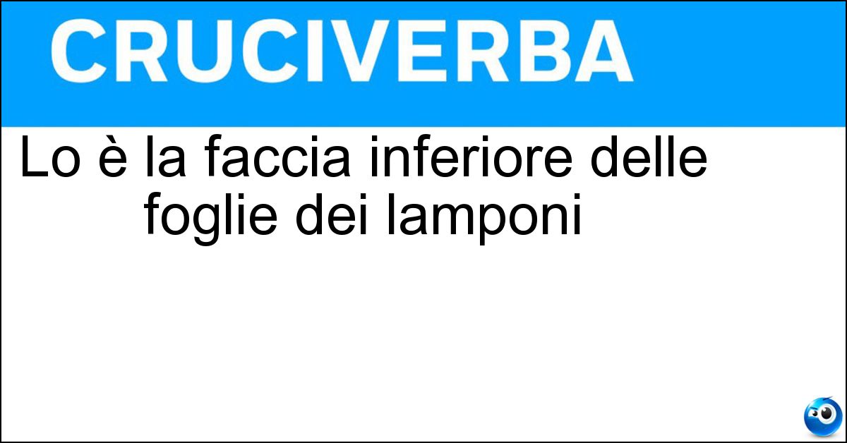 Soluzione Lo è la faccia inferiore delle foglie dei lamponi - Pelosa
