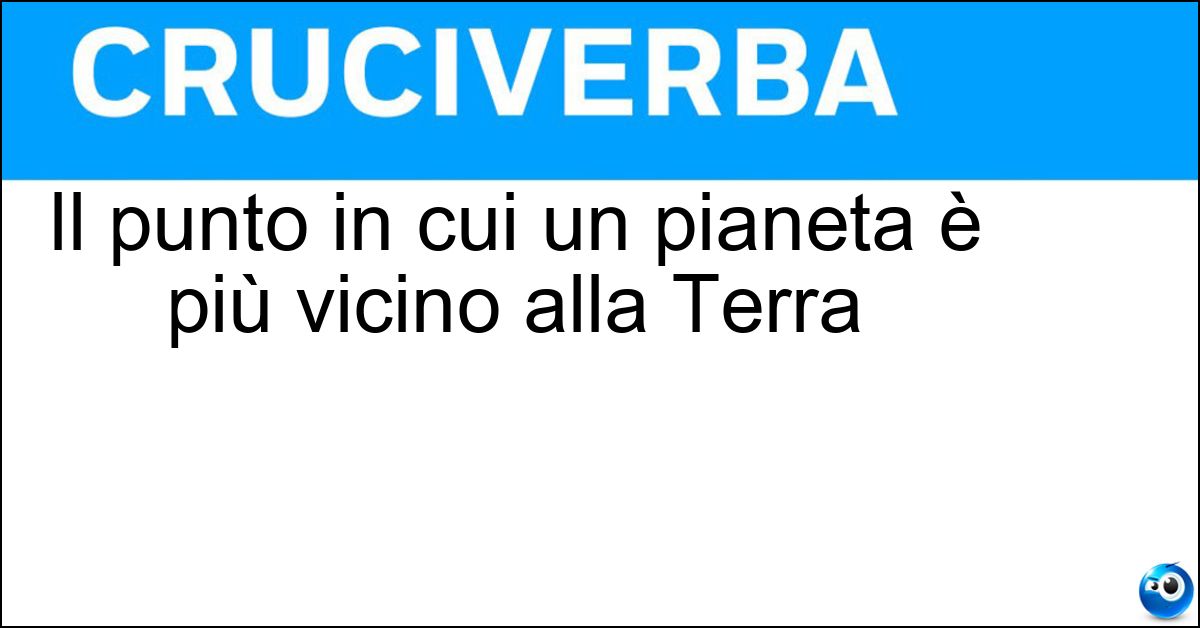Soluzione Il punto in cui un pianeta è più vicino alla Terra - Perigeo