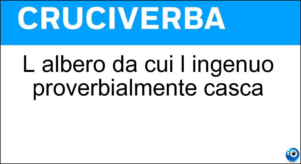 L albero da cui l ingenuo proverbialmente casca Soluzione Cruciverba: L albero da cui l ingenuo proverbialmente casca - Risposta Pero
