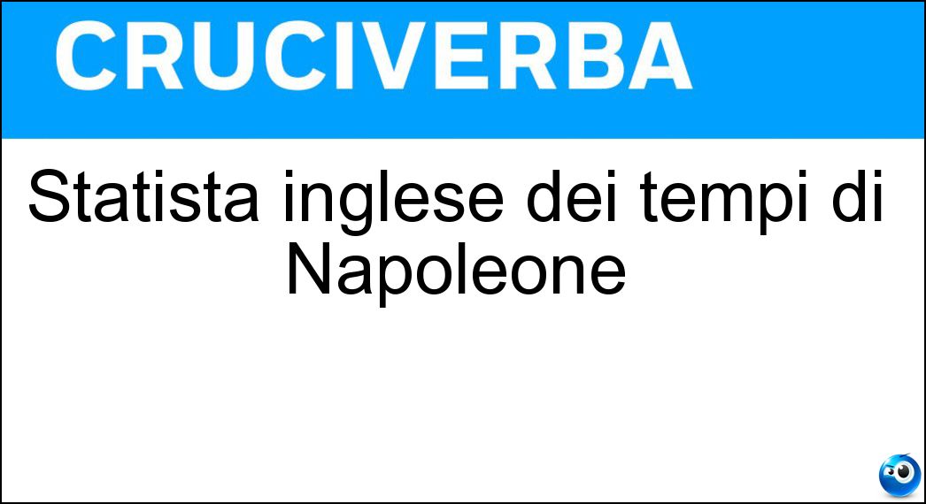Statista inglese dei tempi di Napoleone Soluzione Statista inglese dei tempi di Napoleone - Pitt