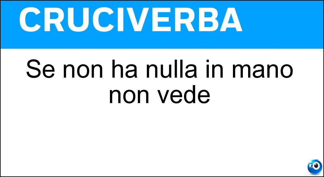 Se non ha nulla in mano non vede Soluzione Cruciverba: Se non ha nulla in mano non vede - Risposta Pokerista