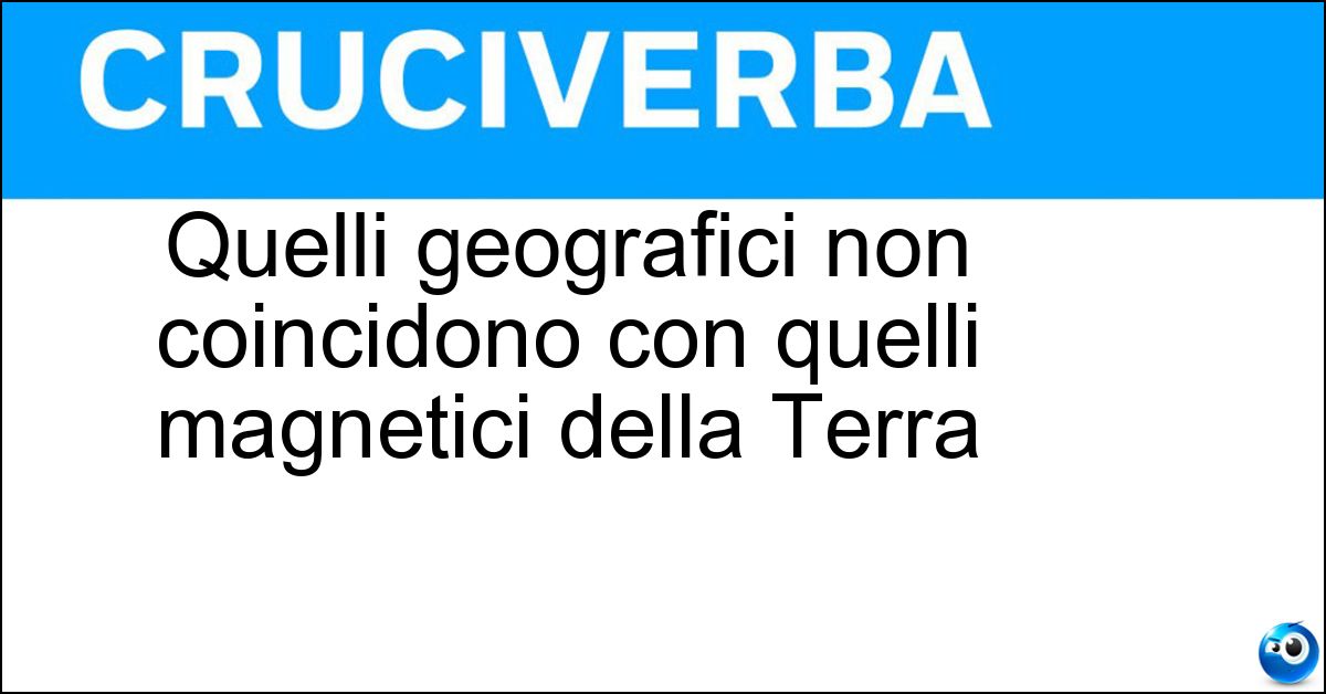 Quelli geografici non coincidono con quelli magnetici della Terra Soluzione Quelli geografici non coincidono con quelli magnetici della Terra - Poli