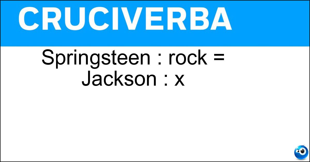 Springsteen : rock = Jackson : x Soluzione Springsteen : rock = Jackson : x - Pop