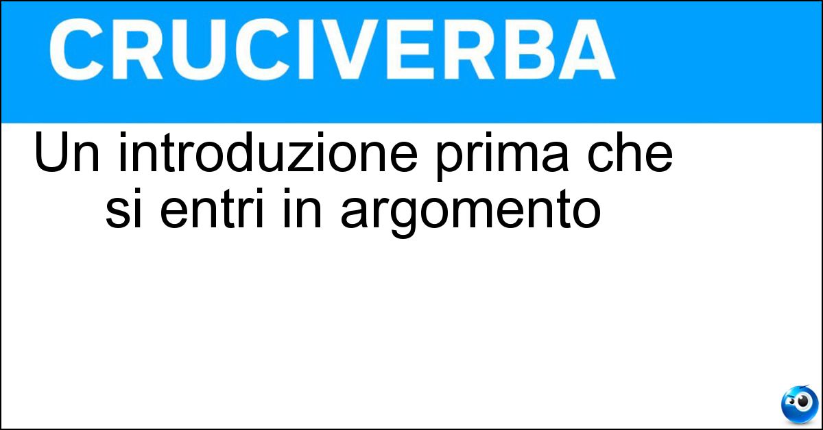 Soluzione Un introduzione prima che si entri in argomento - Preambolo