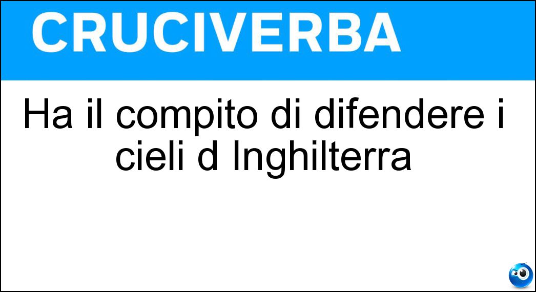 Ha il compito di difendere i cieli d Inghilterra