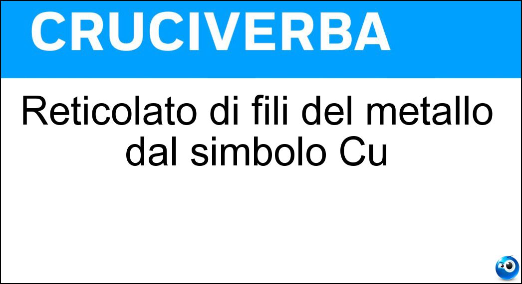 Reticolato di fili del metallo dal simbolo Cu Soluzione Reticolato di fili del metallo dal simbolo Cu - Ramata