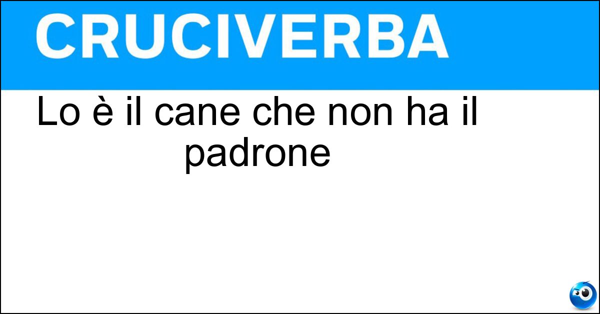 Lo è il cane che non ha il padrone Soluzione Lo è il cane che non ha il padrone - Randagio