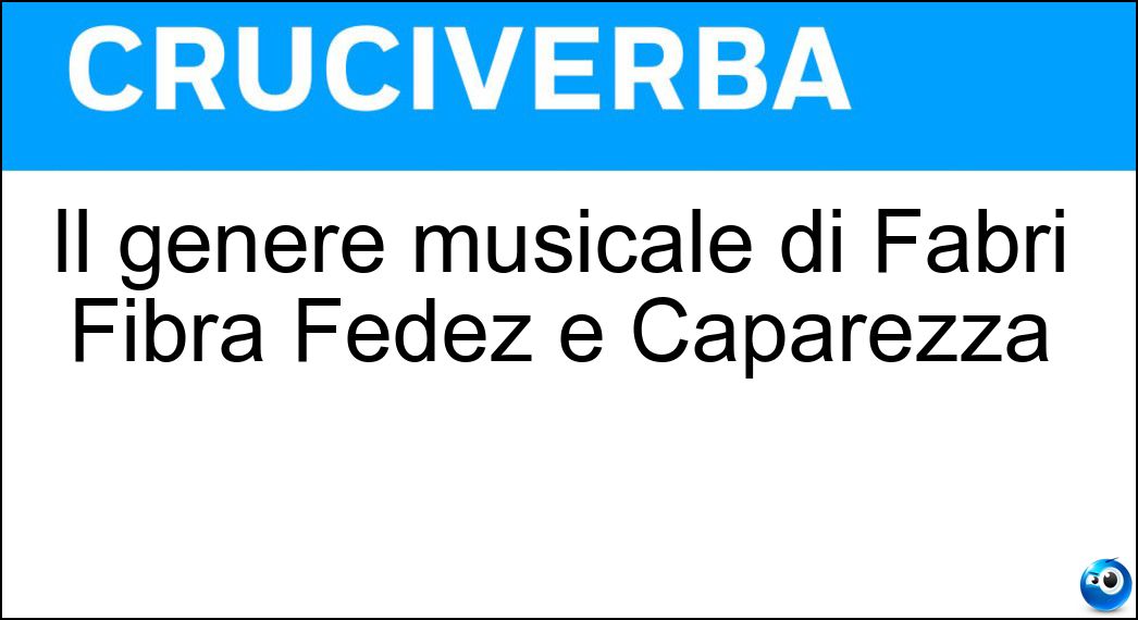 Il genere musicale di Fabri Fibra Fedez e Caparezza Soluzione Il genere musicale di Fabri Fibra Fedez e Caparezza - Rap