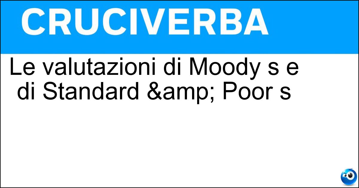 Soluzione Le valutazioni di Moody s e di Standard & Poor s - Rating