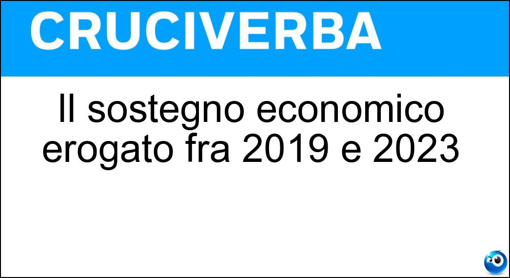 Il sostegno economico erogato fra 2019 e 2023