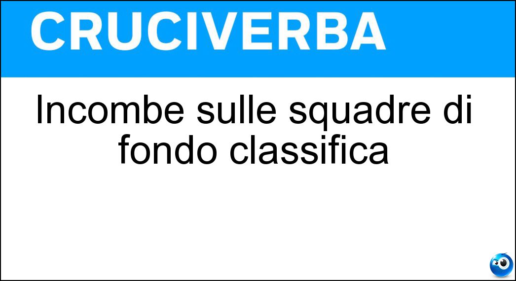 Incombe sulle squadre di fondo classifica Soluzione Cruciverba: Incombe sulle squadre di fondo classifica - Risposta Retrocessione