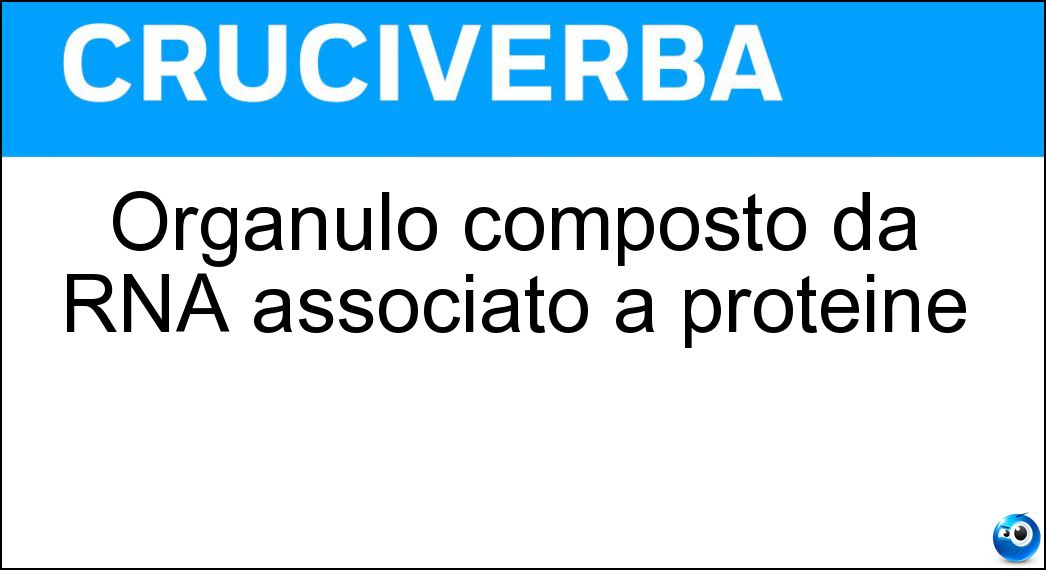 Organulo composto da RNA associato a proteine Soluzione Organulo composto da RNA associato a proteine - Ribosoma