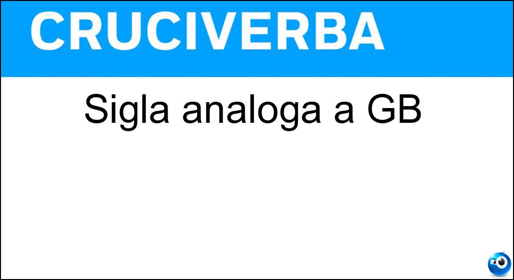 Sigla analoga a GB Soluzione Sigla analoga a GB - Ru