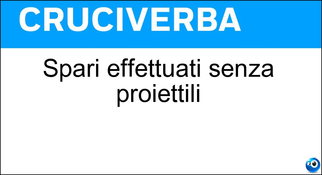 Spari effettuati senza proiettili Soluzione Cruciverba: Spari effettuati senza proiettili - Risposta Salve