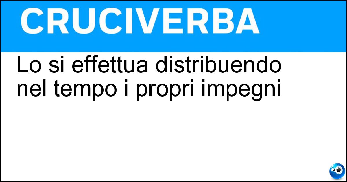 Lo si effettua distribuendo nel tempo i propri impegni Soluzione Lo si effettua distribuendo nel tempo i propri impegni - Scaglionamento