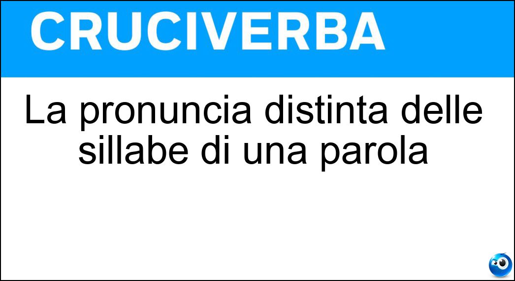 La pronuncia distinta delle sillabe di una parola Soluzione Cruciverba: La pronuncia distinta delle sillabe di una parola - Risposta Scansione