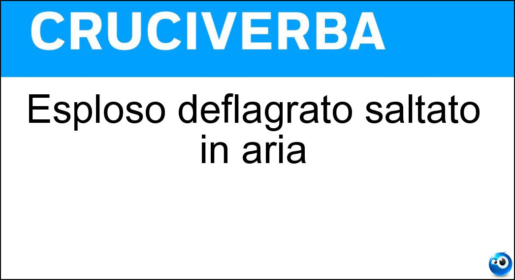 Esploso deflagrato saltato in aria Soluzione Cruciverba: Esploso deflagrato saltato in aria - Risposta Scoppiato