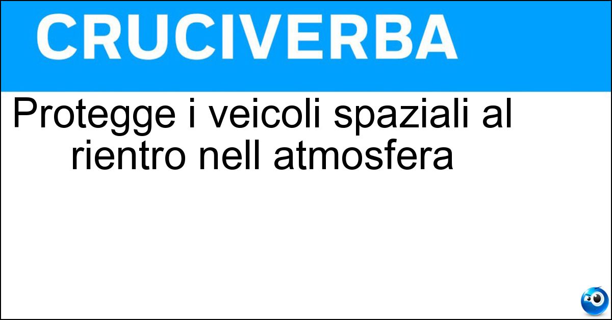 Protegge i veicoli spaziali al rientro nell atmosfera Soluzione Protegge i veicoli spaziali al rientro nell atmosfera - Scudo Termico