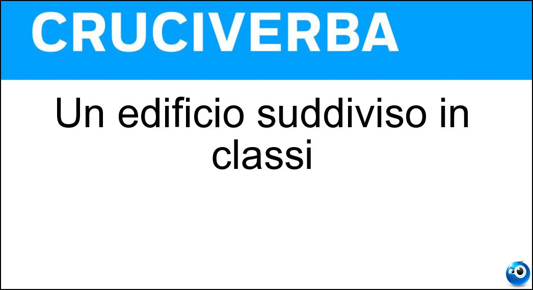 Un edificio suddiviso in classi Soluzione Cruciverba: Un edificio suddiviso in classi - Risposta Scuola