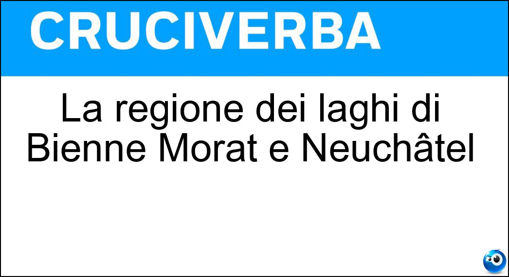 La regione dei laghi di Bienne Morat e Neuchâtel Soluzione La regione dei laghi di Bienne Morat e Neuchâtel - Seeland