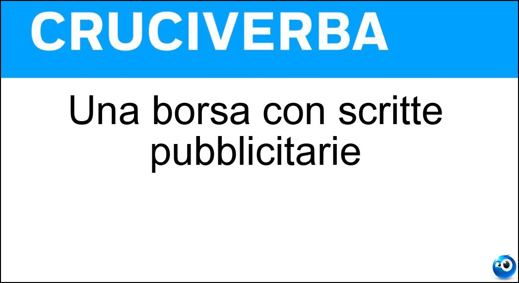 Una borsa con scritte pubblicitarie