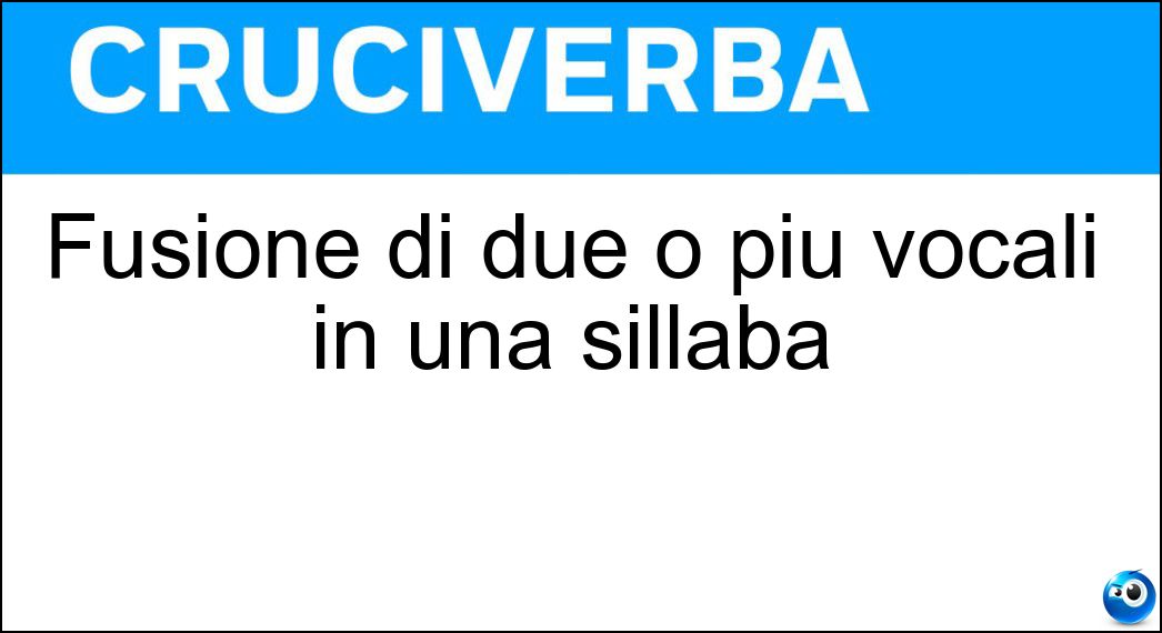 Fusione di due o più vocali in una sillaba Soluzione Fusione di due o più vocali in una sillaba - Sineresi