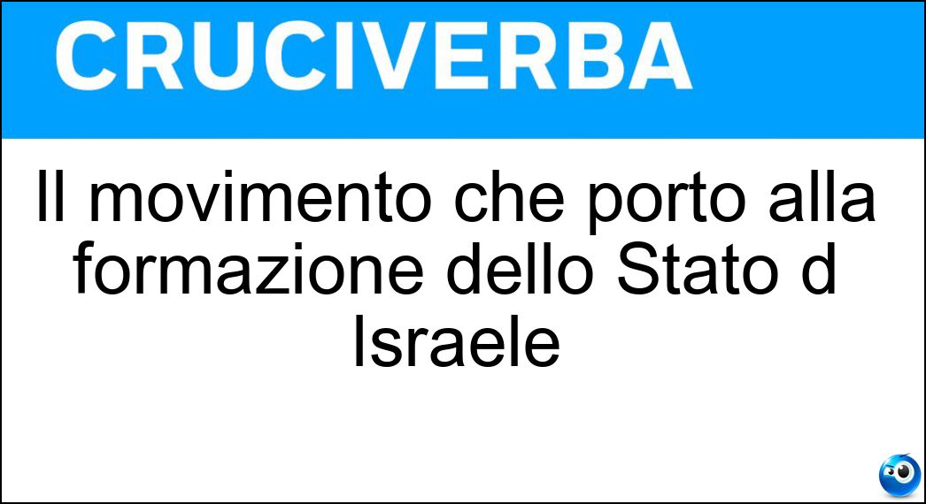 Il movimento che portò alla formazione dello Stato d Israele Soluzione Il movimento che portò alla formazione dello Stato d Israele - Sionismo