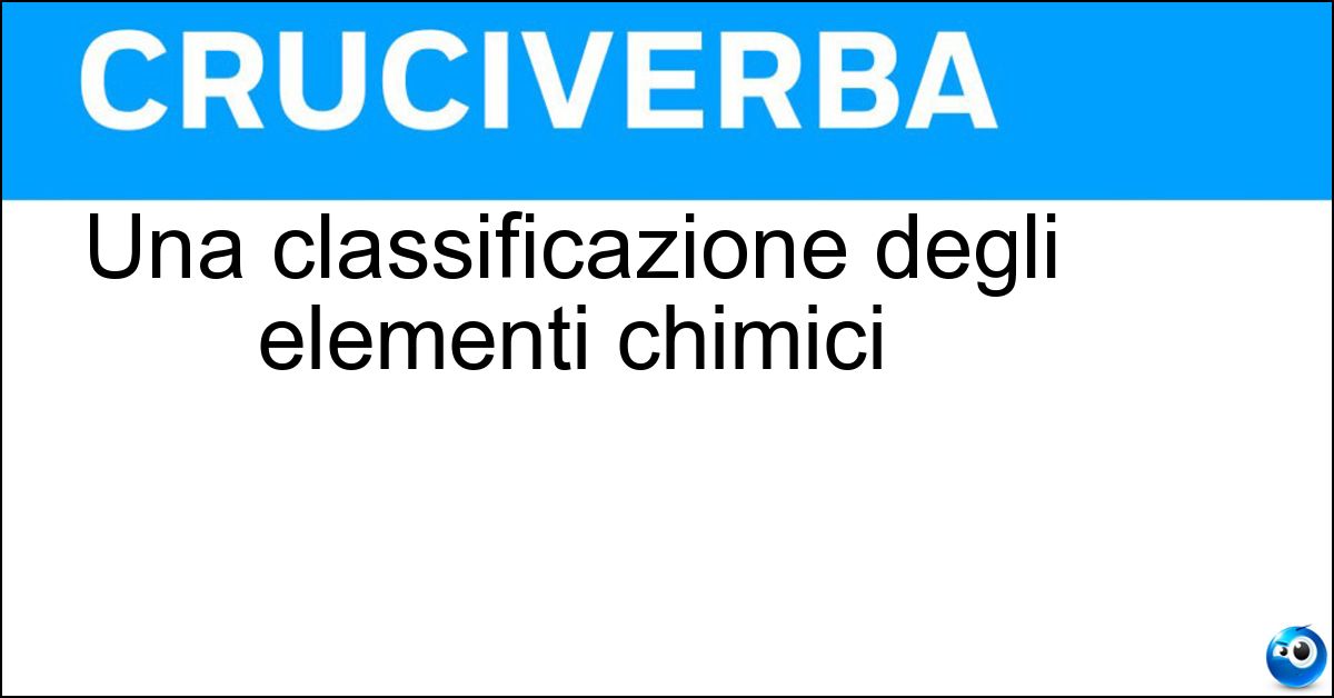 Una classificazione degli elementi chimici Soluzione Una classificazione degli elementi chimici - Sistema Periodico