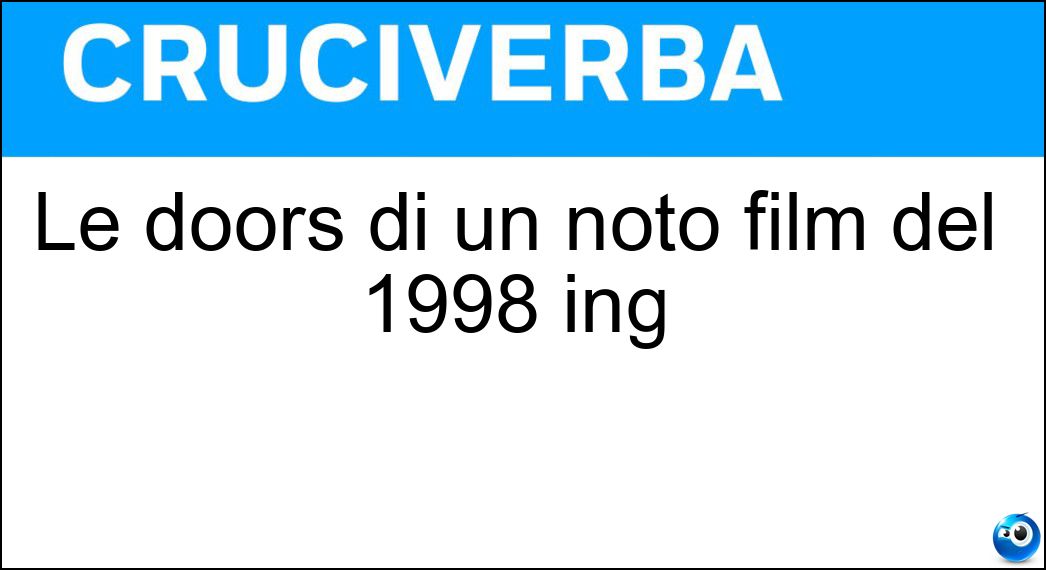 Le doors di un noto film del 1998 ing Soluzione Cruciverba: Le doors di un noto film del 1998 ing - Risposta Sliding
