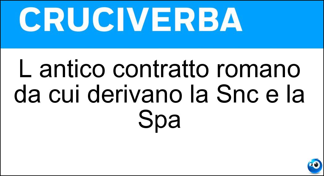 L antico contratto romano da cui derivano la Snc e la Spa