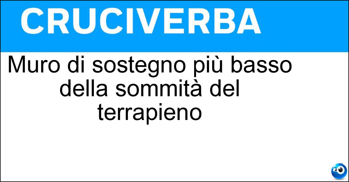 Muro di sostegno più basso della sommità del terrapieno Muro di sostegno più basso della sommità del terrapieno
