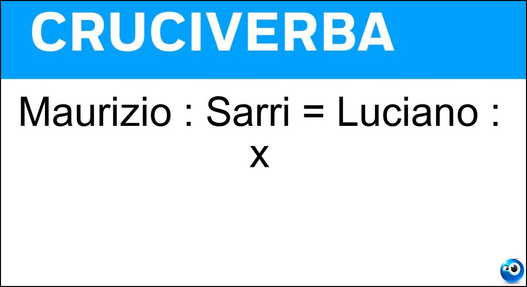 Maurizio : Sarri = Luciano : x Soluzione Maurizio : Sarri = Luciano : x - Spalletti
