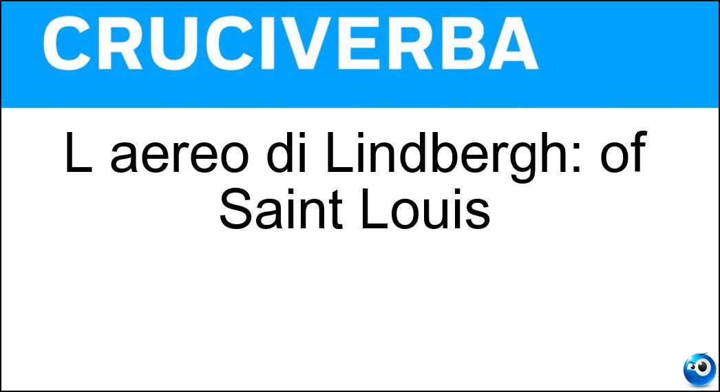 L aereo di Lindbergh: of Saint Louis