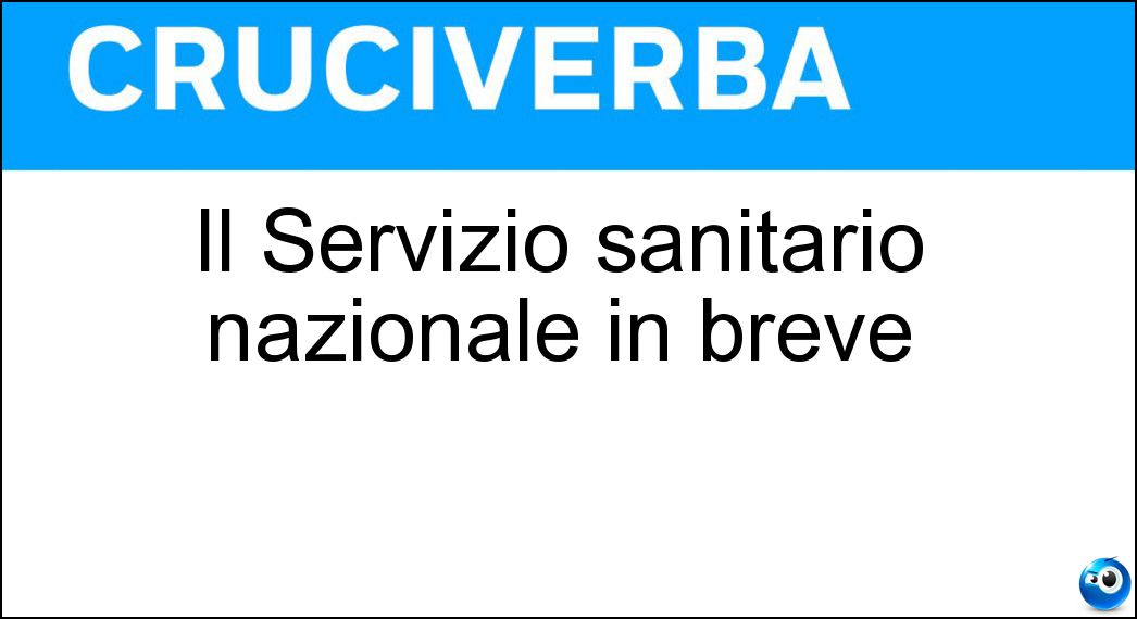 Il Servizio sanitario nazionale in breve