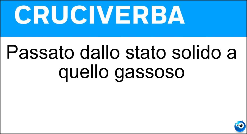 Passato dallo stato solido a quello gassoso Soluzione Passato dallo stato solido a quello gassoso - Sublimato