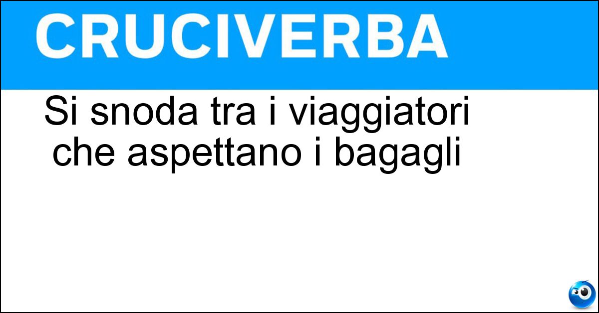 Si snoda tra i viaggiatori che aspettano i bagagli Soluzione Si snoda tra i viaggiatori che aspettano i bagagli - Tapis Roulant