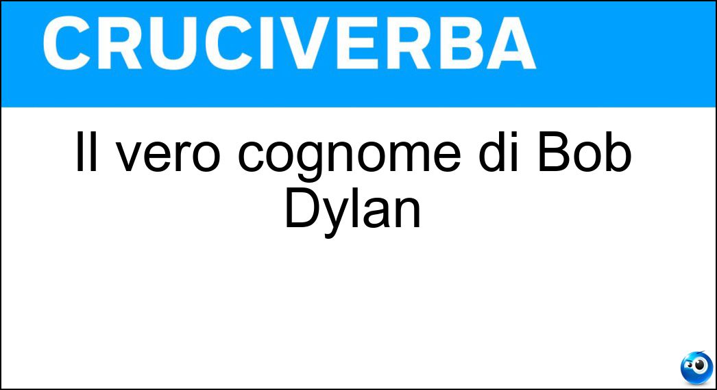 Il vero cognome di Bob Dylan Soluzione Il vero cognome di Bob Dylan - Zimmermann