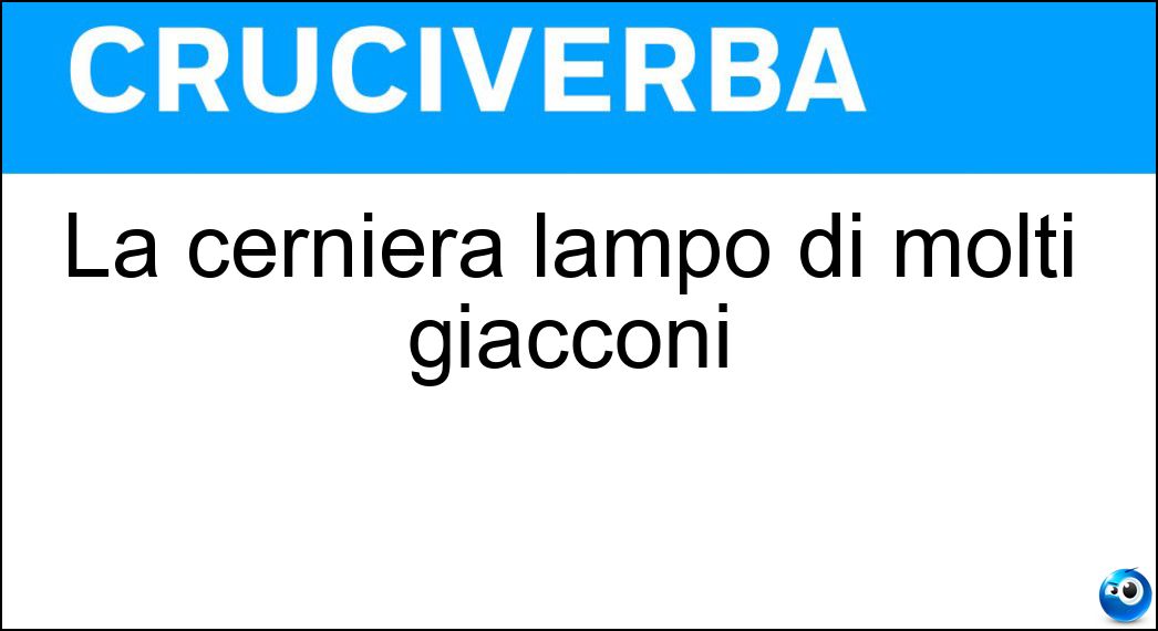 La cerniera lampo di molti giacconi Soluzione La cerniera lampo di molti giacconi - Zip