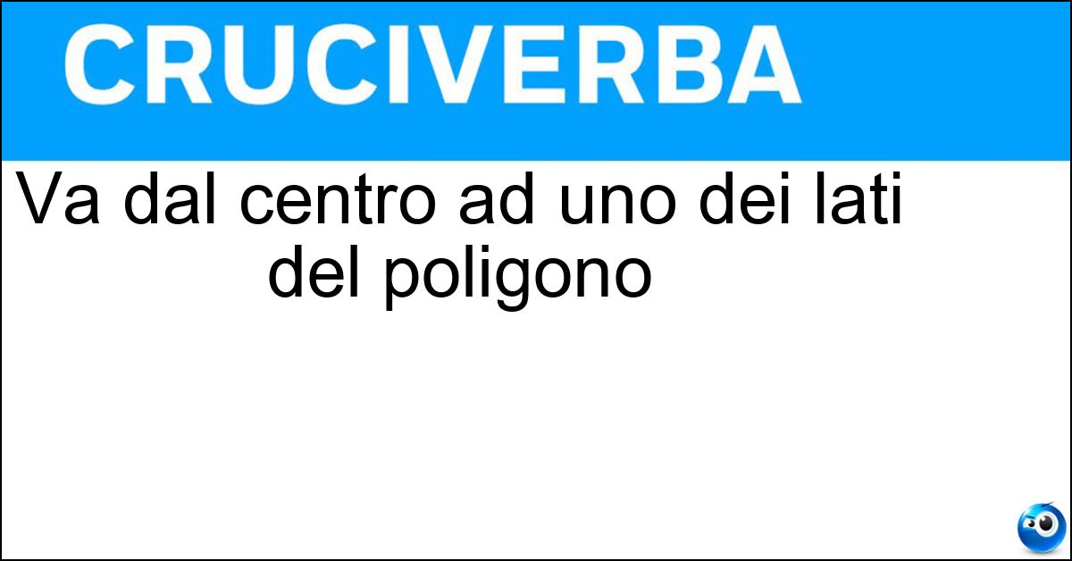 Va dal centro ad uno dei lati del poligono Va dal centro ad uno dei lati del poligono