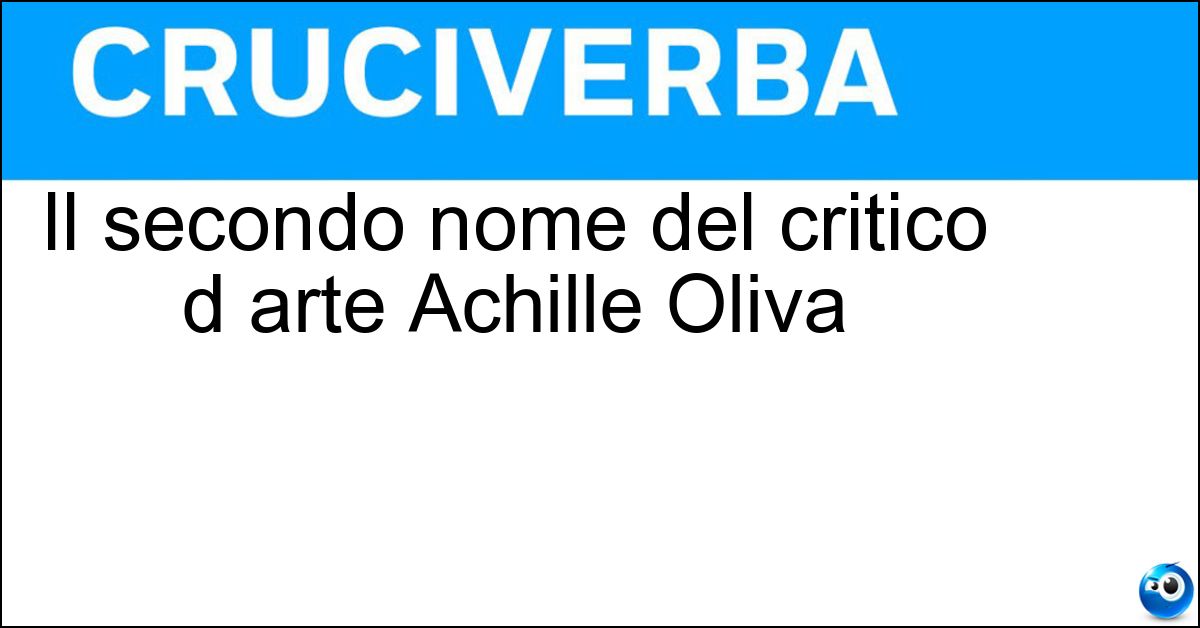 Il secondo nome del critico d arte Achille Oliva Il secondo nome del critico d arte Achille Oliva