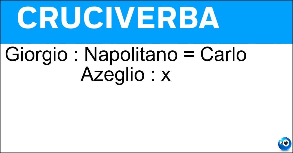 Giorgio : Napolitano = Carlo Azeglio : x Giorgio : Napolitano = Carlo Azeglio : x